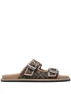 Fendi Men Feel Jacquard Ff Fabric Sandals In Brown