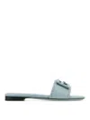 Fendi Light Blue Leather Sandals In Blue