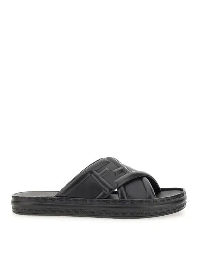 FENDI BLACK LEATHER SANDAL