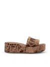 Fendi Sunshine Platform Wedge Slide Sandal In Brown