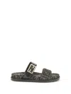 Fendi Leather Sandals With Double Strap And Buckle In Brown