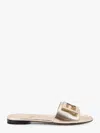 Fendi Baguette Laminated Leather Flat Sandals In Gold