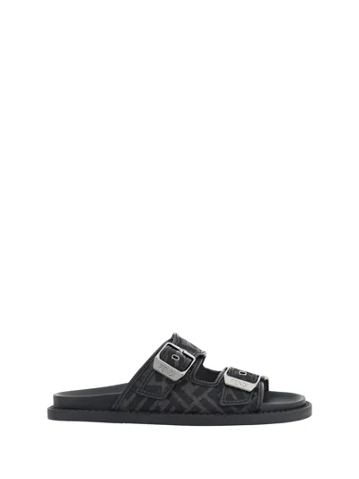 Fendi Sandals In Grigio+nero