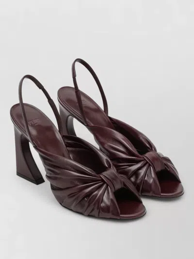 Fendi Sandals Knotted Detail Open Toe Sculptural Heel In Brown