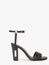 Fendi Leather Open Toe Block Heel Sandals In Nero+nero
