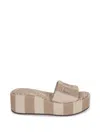 Fendi Flatform Canvas Slide In Neutral