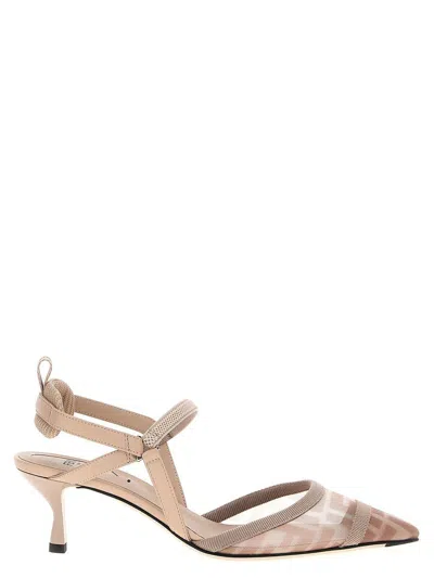 Fendi Colibri Slingback In Rose Ros+almond+carn