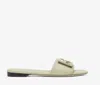 Fendi Ff Leather Buckle Flat Slide Sandals In R.sage+r.sage