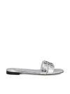 Fendi Ffold Metallic Leather Sandals In Silver