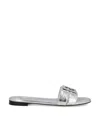 Fendi Ffold Metallic Leather Sandals In Silver