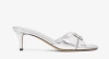 Fendi Fold Leather Mules Metal Detail In White