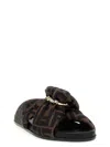 Fendi Women Printed Satin Fell Slippers In Tabacco Nero