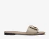 Fendi Dove Gray Leather Slides In Tortora+tortora