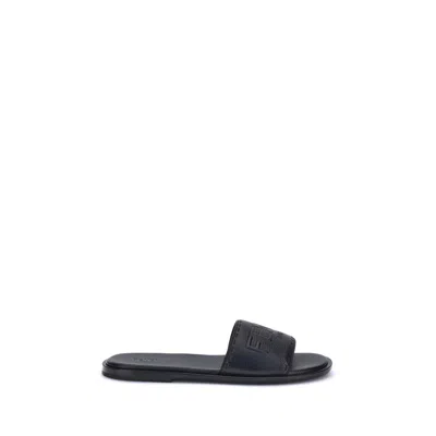 Fendi Sandals With Logo In Black