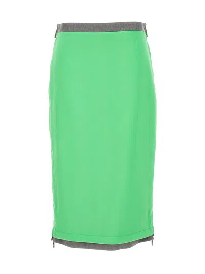 Fendi Satin And Gabardine Skirt Skirts Green