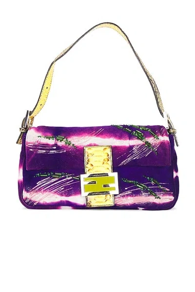 Pre-owned Fendi Satin Baguette Shoulder Bag In Multi
