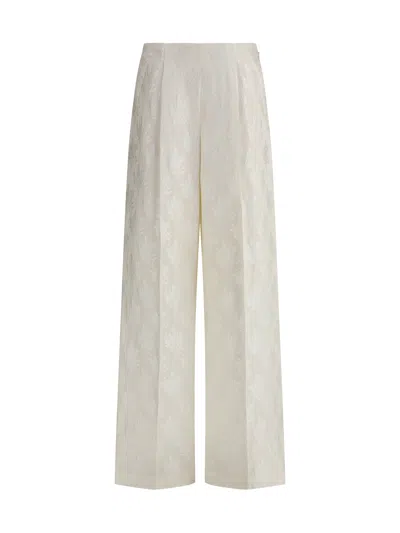 Fendi Satin Bouquet Pants In Beige
