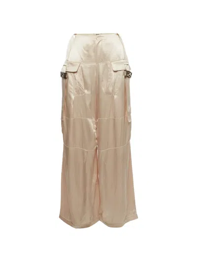 Pre-owned Fendi Satin Buckle-detail Cargo Pants In Pink