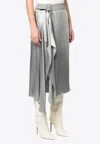 Fendi Satin Draped Midi Skirt In Gray