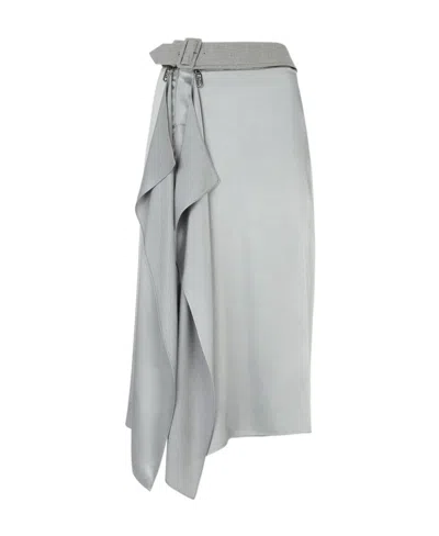 FENDI FENDI BELTED RUFFLED MIDI SKIRT