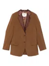 Fendi Satin-lapel Jacket In Brown