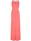 Fendi Satin Belted Long Dress In Pink
