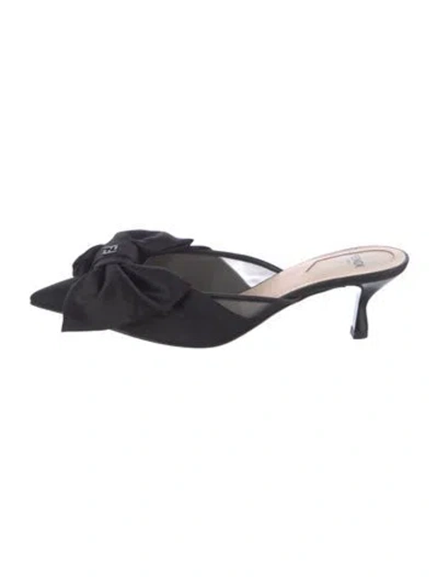Pre-owned Fendi Satin Mules In Black/blue