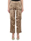 Fendi Satin Cargo Trousers In Beige