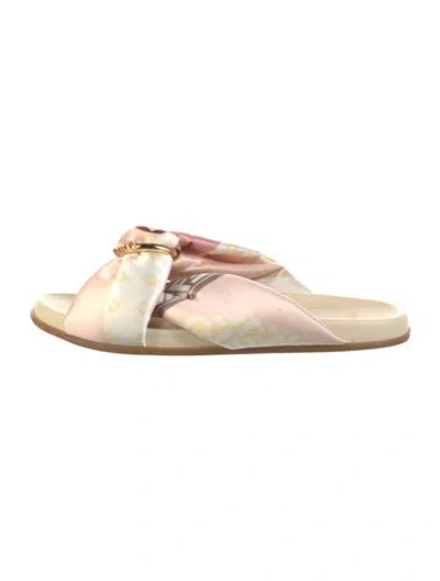 Pre-owned Fendi Satin Printed Slides In Multi