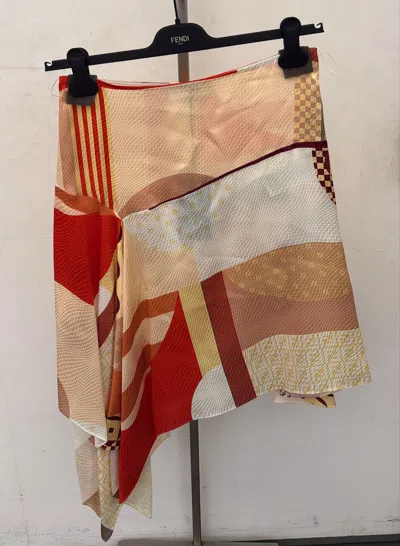 FENDI ASYMMETRIC GRAPHIC-PRINT SKIRT