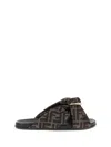 Fendi Women Printed Satin Fell Slippers