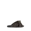 Fendi Satin Slide Sandals In Brown