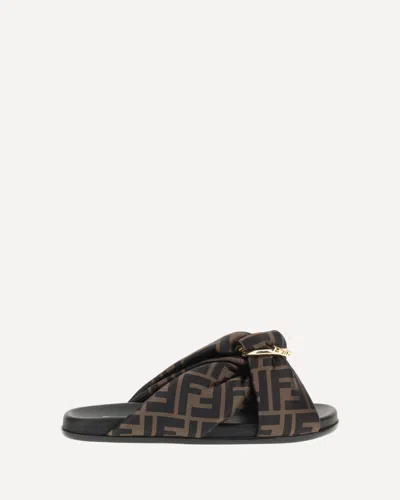 Fendi Sandali Slide In Raso In Multi