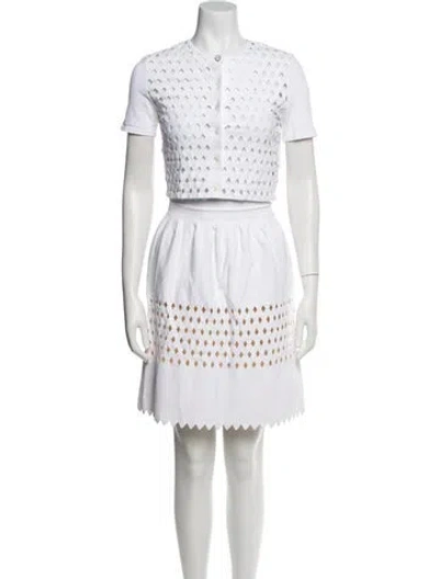 Pre-owned Fendi Scalloped Accent Skirt Set In White