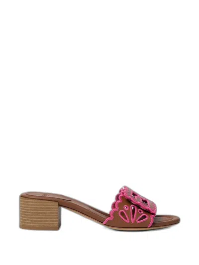 Fendi Scalloped Sandals In Brown