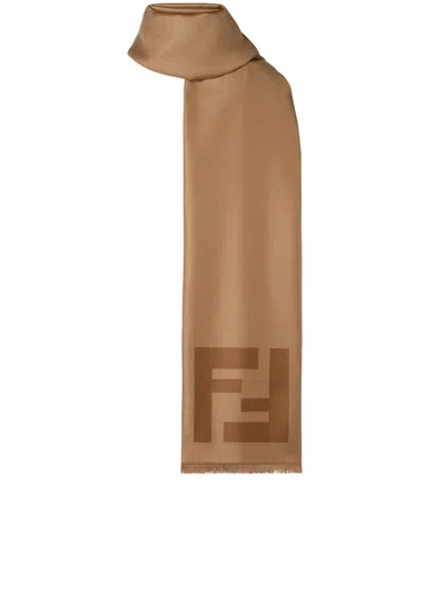 Fendi Scarf 70x180 Ff In Brown