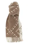 Fendi Dove Grey Wool Logo Scarf In Brown