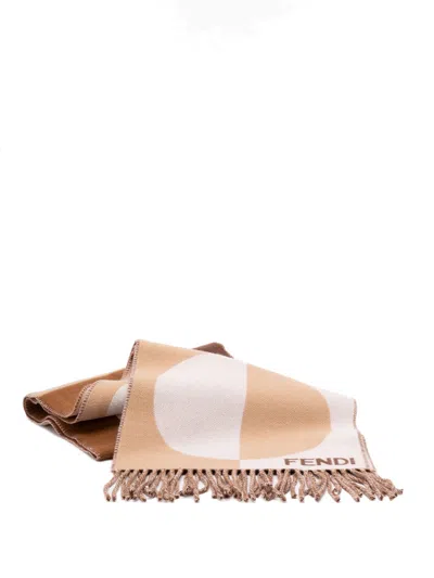 Fendi Circular-pattern Fringed Scarf In Multi