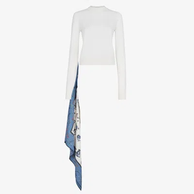Fendi Silk-panel Wool Jumper In White