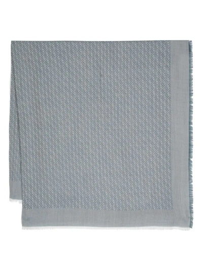 Fendi Scarf With Ff Logo In Gray