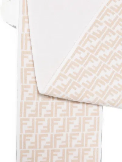 Fendi Kids' Scarf With Ff Logo Pattern In White