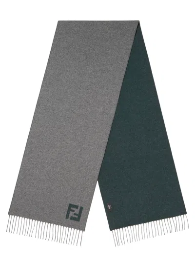 Fendi Scarf With Fringes In Gray