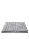 Fendi Ff Jacquard Frayed-edge Scarf In Gray