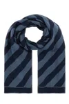 Fendi Men Embroidered Wool And Linen Scarf In Myrtle Blue
