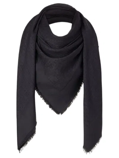 Fendi Scialle In Lana, Seta E Cashmere In Nero