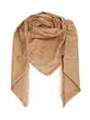 Fendi Camel Jacquard Shawl In Brown