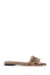 Fendi Sunshine Logo-embroidered Velvet Flat Sandals In Brown