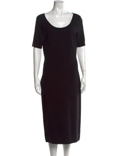 Pre-owned Fendi Scoop Neck Midi Length Dress In Black