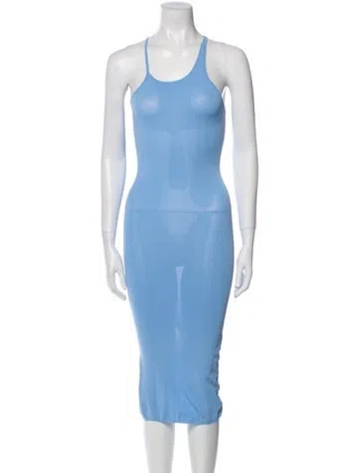 Pre-owned Fendi Scoop Neck Midi Length Dress In Blue