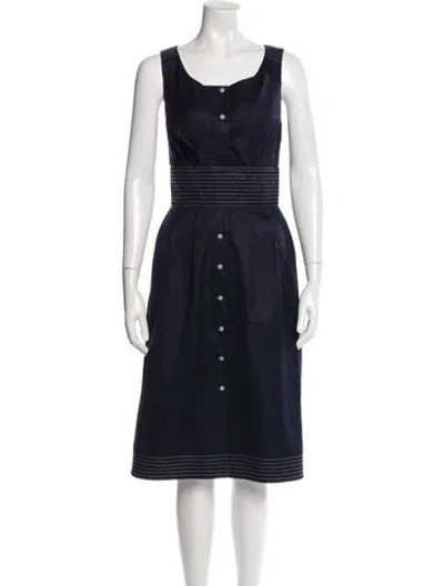 Pre-owned Fendi Scoop Neck Midi Length Dress In Blue